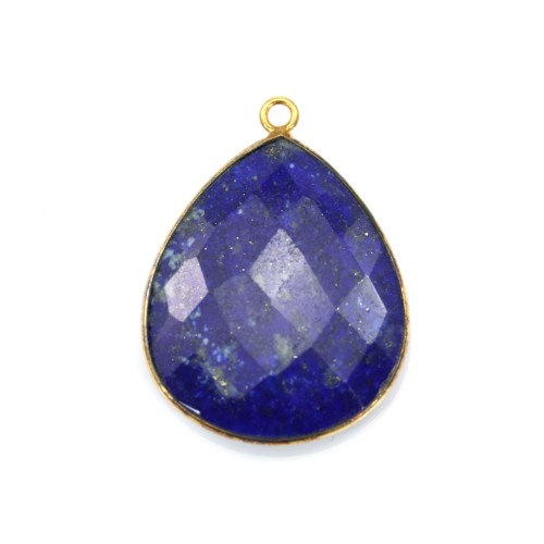 Pendentif en lapis lazuli sertie en argent doré, en forme de goutte, 26x31mmx 1pc