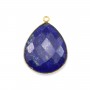 Pendentif en lapis lazuli sertie en argent 925 doré à l'or fin, en forme de goutte, 26x31mmx 1pc