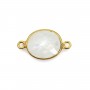 Pierre de lune de forme ovale, 2 anneaux, sertie sur argent doré, 9x11mm x 1pc