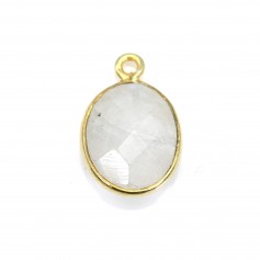 Pierre de lune de forme ovale, serti sur argent 925 doré à l'or fin, 1 anneau, 9x11mm x 1pc