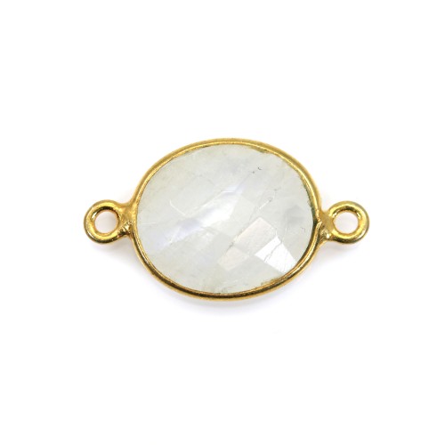 Moonstone in the oval shape, set on golden silver, 13x11mm x 1pc