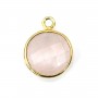 Quartz rose rond facette serti sur argent doré 9mm x 1pc