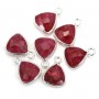 Cor de rubi de rubi de pedra de encanto, conjunto de triângulos facetados em prata 925 9x13mm x 1pc