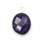 Pierre traitée couleur saphir serti sur argent 925 oval facetté 11x13mm x 1pc