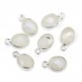 Oval facetado moonstone encanto conjunto en plata 925 7x12mm x 1pc