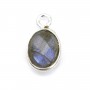 Conjunto de encanto labradorite facetado oval em prata esterlina 925 e ouro 7x12mm x 1pc