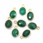 Facetada de pedra esmeralda ovalada de encanto em prata 925 dourada com ouro fino 7x12mm x 1pc