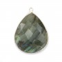 Pendentif en labradorite sertie en argent , en forme de goutte, 26x31mmx 1pc