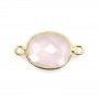 Quartz rose ovale facette sertie sur argent doré 2 anneaux 10x12mm x 1pc