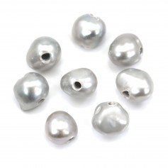 Perle d'eau douce gris baroque 7-9mm large perçage 1.9mm x 20pcs