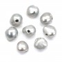 Perle d'eau douce gris baroque 11-13mm large perçage 1.7mm x 10pcs