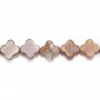 Pink mother-of-pearl clover beads on thread 6mm x 40cm