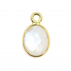 Encantamento de pedra lunar facetada oval em prata esterlina 925 e ouro 7x12mm x 1pc