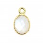 Encantamento de pedra lunar facetada oval em prata esterlina 925 e ouro 7x12mm x 1pc