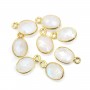Oval facetado moonstone encanto conjunto en plata de ley 925 y oro 7x12mm x 1pc