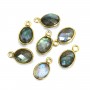 Conjunto de encanto labradorite facetado oval em prata esterlina 925 e ouro 7x12mm x 1pc