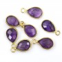 Amethyst Tropfen Charm Facettiert Eingefasst 925er Silber vergoldet 7x13mm x 1St