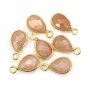 Orange Moonstone Drop Facetado Charme em 925 Sterling Silver GOLD 7x13mm x 1pc
