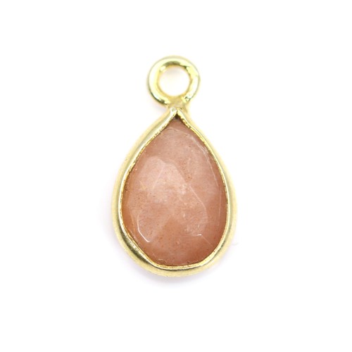 Orange Moonstone Gota Facetado Charm conjunto en Plata de Ley 925 ORO 7x13mm x 1pc