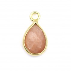 Charm sfaccettato con pietra di luna arancione in argento 925 ORO 7x13 mm x 1 pz