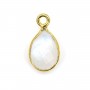 Breloque Pierre de lune goutte facettée serti argent 925 doré à l'or fin 7x13mm x 1pc