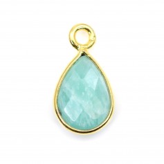 Facetada oval em prata 925 libras esterlinas e ouro 7x12mm x 1pc