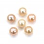 Perle de culture d'eau douce, semi-percée, saumon, ronde, 7-7.5mm x 1pc