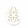 Nacre blanche ajourée en forme de goutte 10x14mm x 1pc