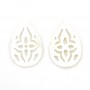 Nacre blanche ajourée en forme de goutte 10x14mm x 1pc