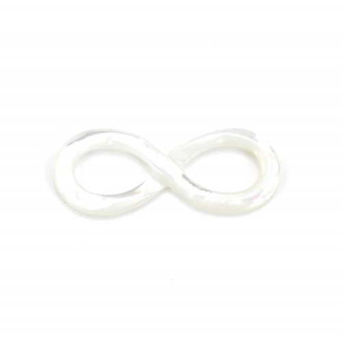 White mother-of-pearl infinity symbol 5x15mm x 1pc