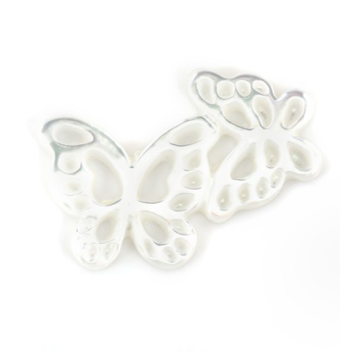 White mother-of-pearl butterfly couple 13x18mm x 1pc