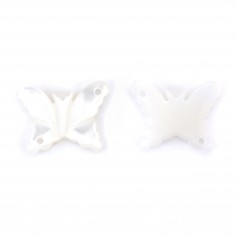 Nacre blanche en forme de Papillon 9x12mm x 1pc