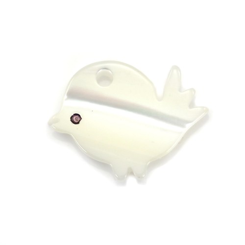 Nacre blanche en forme d'oiseau 9x9mm x 1pc