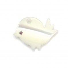 Nacre blanche en forme d'oiseau 9x9mm x 1pc