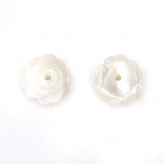 Nacre blanche en forme de fleur 8mm x 1pc