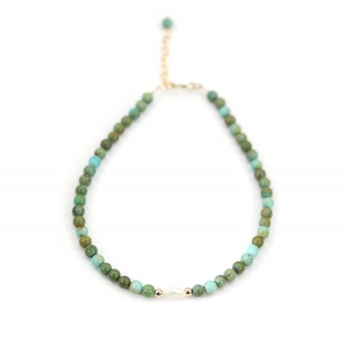 Pulsera de Oro y Turquesa x 1pc