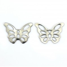 Aço inoxidável Butterfly Charme 11x15mm x 2pcs