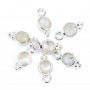 Ciondolo rotondo di pietra di luna sfaccettata in argento 925 5x11 mm x 1 pz