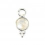 Breloque Pierre de lune rond facetté serti argent 925 5x11mm x 1pc