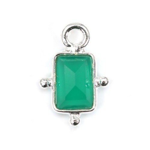 Conjunto de rectângulo de ágata verde Charme em prata 925 8x12mm x 1pc