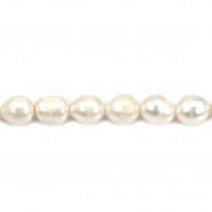 Freshwater cultured pearls, irregular olive, 8-9mm x 39cm