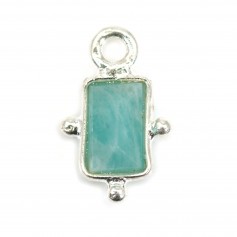 Amazonita rectángulo encanto conjunto en plata 925 8x12mm x 1pc
