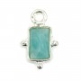 Breloque Amazonite rectangle serti argent 925 8x12mm x 1pc