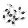 Breloque Pierre teintée couleur saphir ovale facettée serti argent 925 4x11mm x 1pc