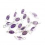 Facetada oval de amethyst charme em prata 925 4x11mm x 1pc