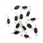 Black Onyx Charm Oval Facettiert Eingefasst 925 Silber 4x11mm x 1Stk