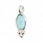 Breloque Calcédoine ovale facettée serti argent 925 4x11mm x 1pc