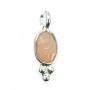 Orange Mondstein Charm oval facettiert Silber 925 gefasst 4x11mm x 1Stk