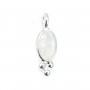 Oval facetado moonstone encanto conjunto en plata 925 4x11mm x 1pc