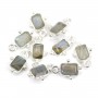 Conjunto de charme labradorite rectângulo em prata 925 8x12mm x 1pc
